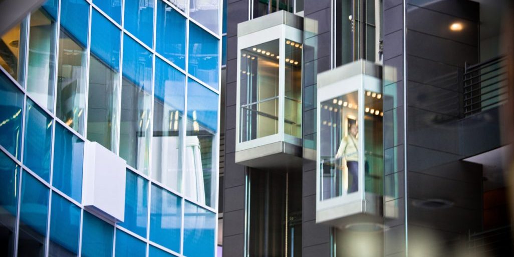 Elevators Inside Modern Office Building