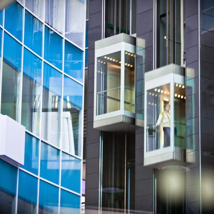 Elevators Inside Modern Office Building